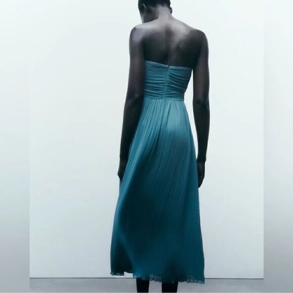 ZARA PLEATED MIDI DRESS - Picture 8 of 14
